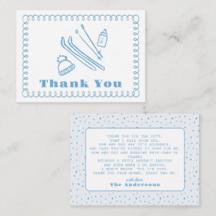 Blue Hand Drawn Après Bébé Baby Shower Tack Anteckningskort