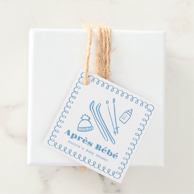 Blue Hand-Drawn Après Bébé Boy Shower Gåvor Etiketter (På plats)