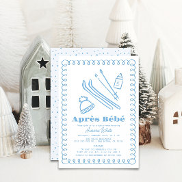 Blue Hand-Drawn Après Bébé Boy Shower Inbjudningar