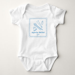Blue Hand-Drawn Après Bébé Winter Ski Boy T Shirt