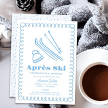 Blue Hand-Drawn Après Ski Bachelorette Helg