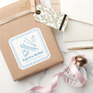 Blue Hand Drawn Winter Après Bébé Baby Shower Fyrkantigt Klistermärke