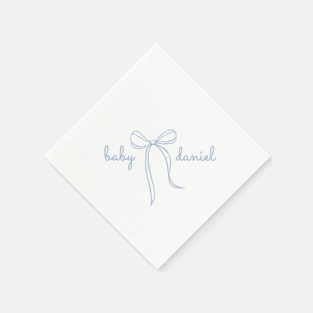 Blue Hand plockade Bow Boy Baby Shower Pappersservett (Hörn)