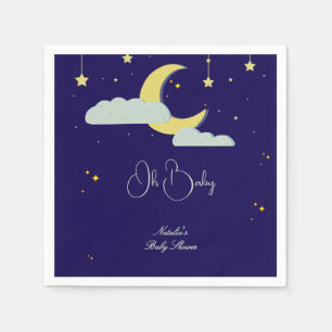 Blue Hand plockade Celestial Star Måne Baby Shower Pappersservett