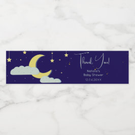 Blue Hand plockade Celestial Star Måne Baby Shower Vattenflaskor Etikett