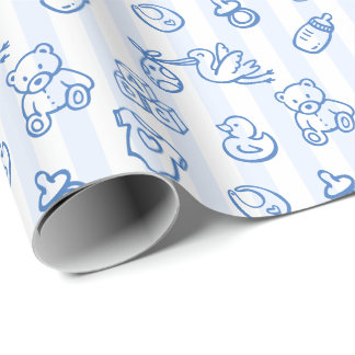 Blue Hand plockade Doodle Whimsical Baby Shower Presentpapper