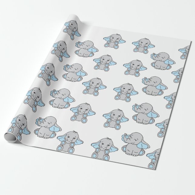 Blue Hand plockade Elephant Mönster Elephant Teckn Presentpapper (Utrullad)