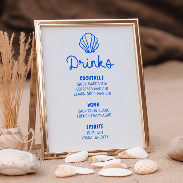 Blue Hand plockade Seashell Coastal Pub Menu Poster (Skapare uppladdad)