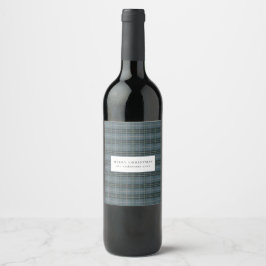Blue hand plockade Tartan Play jul Vinflaska Etikett