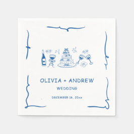 Blue Hand plockade Whimsical Bröllop Pappersservett