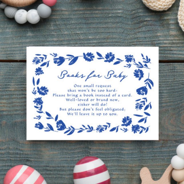 Blue Hand plockade Whimsique Flower Bok för Baby OSA Kort (Skapare uppladdad)