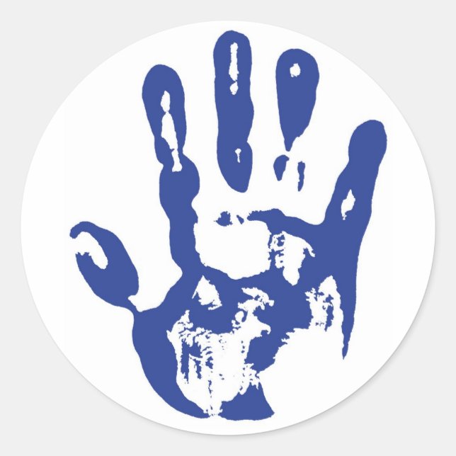 Blue Hand Runt Klistermärke (Framsida)