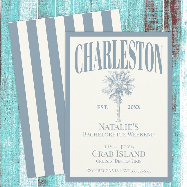 Blue Handflatan Träd Charleston Coastal Bacheloret Inbjudningar (Skapare uppladdad)