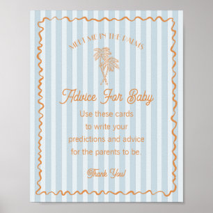 Blue Handflatan Vår Pastel Beach Advice for Baby Poster