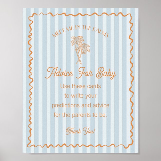 Blue Handflatan Vår Pastel Beach Advice for Baby Poster (Framsidan)