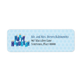 Blue Hanukkah Candle Ljus Returadress Etikett