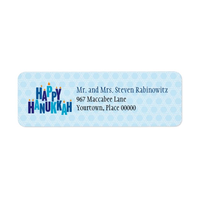 Blue Hanukkah Candle Ljus Returadress Returadress Etikett (Framsidan)