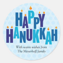 Blue Hanukkah Candle Ljus Runt Klistermärke