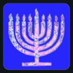 Blue Hanukkah Menorah 4Ruth Fyrkantigt Klistermärke<br><div class="desc">Du kommer att dekorera dina gåvor med våra klistermärken!</div>