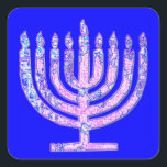 Blue Hanukkah Menorah 4Ruth Fyrkantigt Klistermärke<br><div class="desc">Du kommer att dekorera dina gåvor med våra klistermärken!</div>
