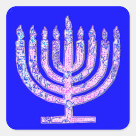 Blue Hanukkah Menorah 4Ruth Fyrkantigt Klistermärke