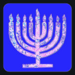 Blue Hanukkah Menorah 4Ruth Fyrkantigt Klistermärke<br><div class="desc">Du kommer att dekorera dina gåvor med våra klistermärken!</div>