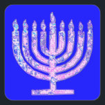 Blue Hanukkah Menorah 4Ruth Fyrkantigt Klistermärke<br><div class="desc">Du kommer att dekorera dina gåvor med våra klistermärken!</div>