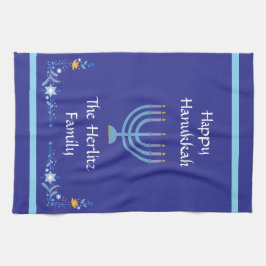 Blue HANUKKAH Menorah Customize NAMN Kökshandduk