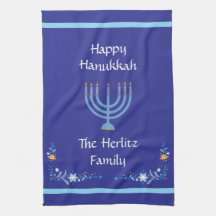 Blue HANUKKAH Menorah Customize NAMN