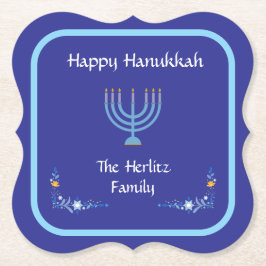 Blue HANUKKAH Menorah Customize NAMN Underlägg Papper