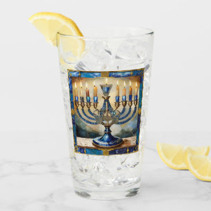 Blue Hanukkah Menorah Glaskopp