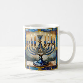 Blue Hanukkah Menorah Kaffemugg