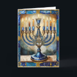 Blue Hanukkah Menorah Kort<br><div class="desc">Du tittar på Lee Hiller Photography Art and Design Collection of Home and Office Decor,  Apparel,  Gifts and Collectibles. Bland designerna finns Lee Hiller Photography och Mixed Media Digital Art Collection http://LeeHiller.com</div>