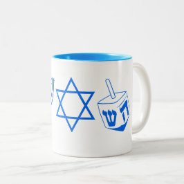 Blue Hanukkah Themes Menorah 4Hannah Två-Tonad Mugg