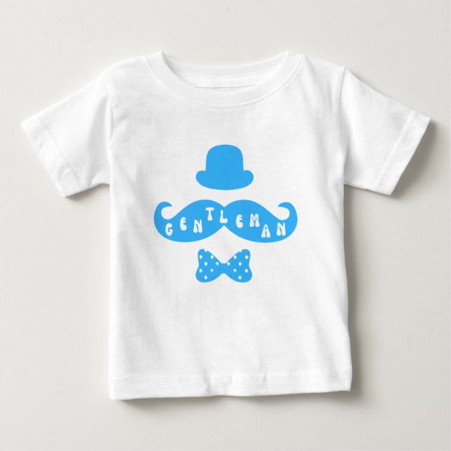 Blue Hat Mustache Avslappnad Pojke T-Shirt (Framsida)
