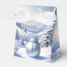 Blue Hat Snowman Christmas Tree Holiday Favor Box Presentaskar