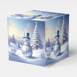 Blue Hat Snowman Christmas Tree Holiday Favor Box Presentaskar