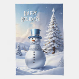 Blue Hat Snowman Christmas Tree Holiday Kökshandduk