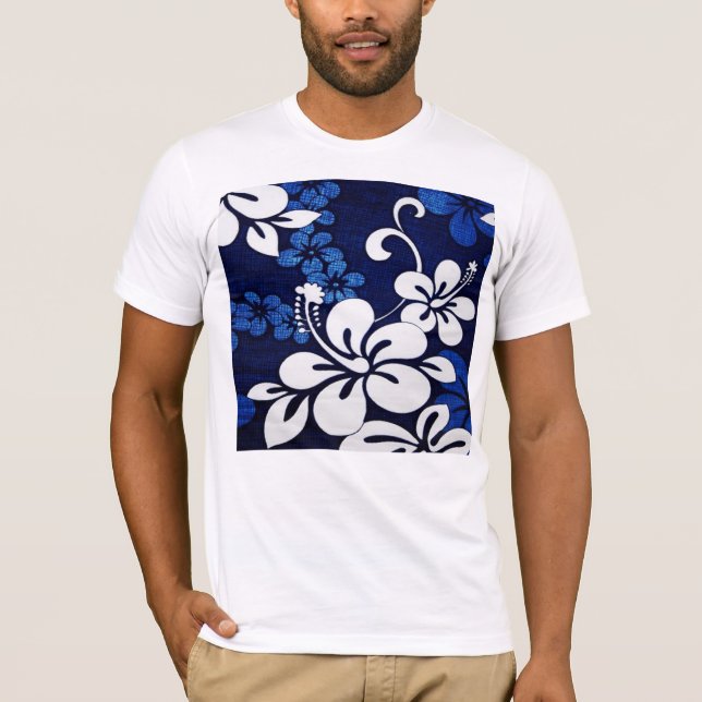 Blue Hawaii Flowers T-shirt (Framsida)