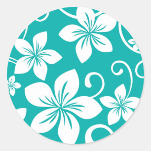 BLUE HAWAII (TEAL) RUNT KLISTERMÄRKE