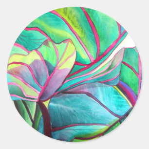 Blue Hawaii Tropical löv bröllop art Runt Klistermärke