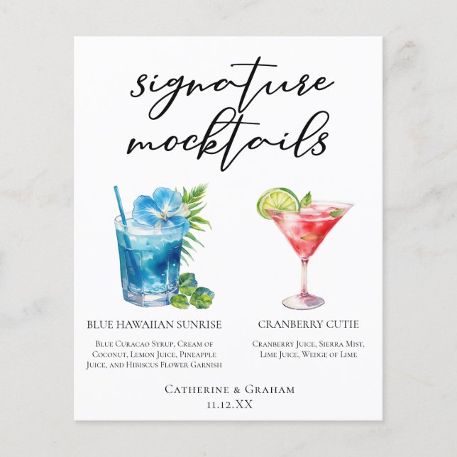 Blue Hawaiian Cranberry Cutie Mocktails Menu (Framsida)