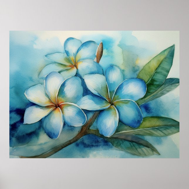 Blue Hawaiian Plumeria Poster (Framsidan)