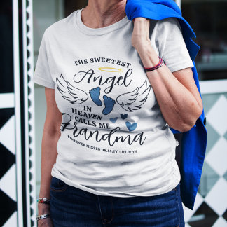 Blue Heart Angel kallar mig Grandma Loss Morson T Shirt
