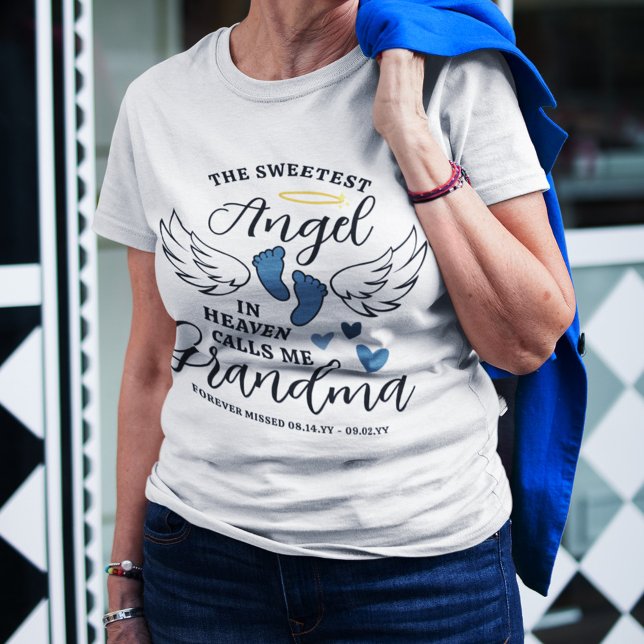 Blue Heart Angel kallar mig Grandma Loss Morson T Shirt (Skapare uppladdad)