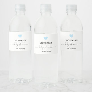 Blue Heart Baby Shower-fest Vattenflaskor Etikett