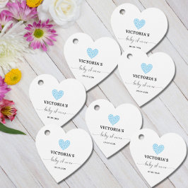 Blue Heart Baby Shower Party Heart Gåvor Etiketter