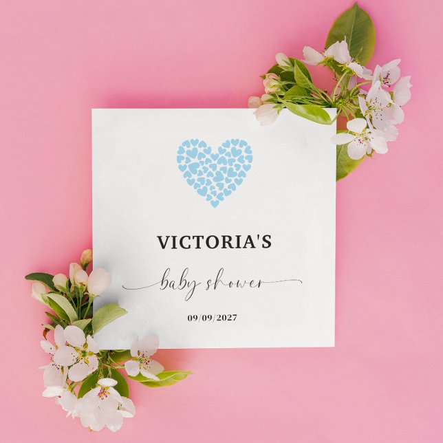 Blue Heart Baby Shower Party Pappersservett (Skapare uppladdad)