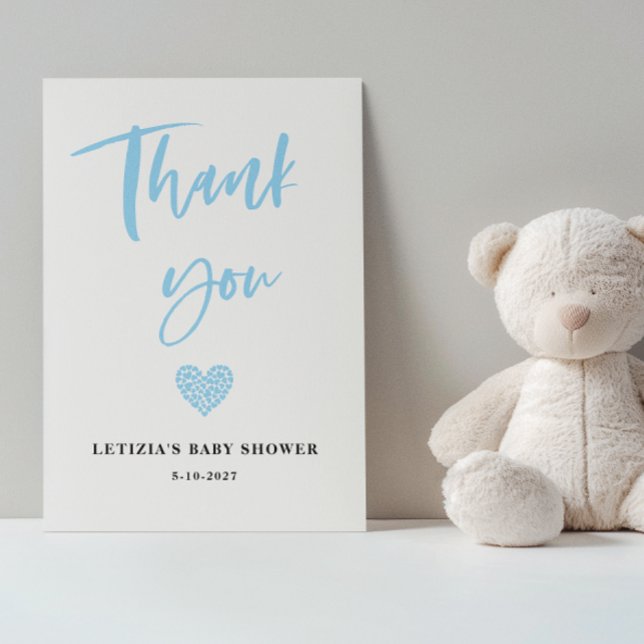 Blue Heart Baby Shower Tack Kort (Skapare uppladdad)