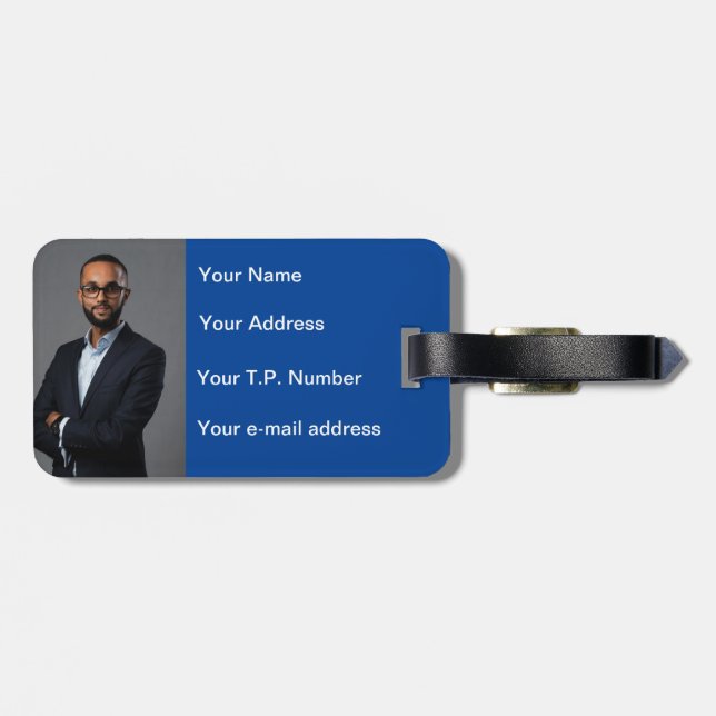 Blue Heart Bagagebricka (Baksida Vågrät)